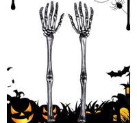Jorzer Halloween Skeleton 1 Pair Halloween Skeleton Hand Bone, 12.6 In Human Arm with Hand, Scary Creepy Realistic Plastic Skeletons, Black
