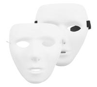 Jorzer Halloween White Mask 2PCS Paintable Full Face Blank Mask with Straps for Masquerade Costume Party, Man + Woman 2pcspvc Material White Street Dance Dancer Dance Performance Step