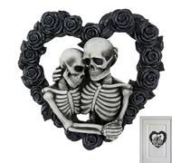 Jorzer Halloween Wreath Decorations Halloween Wreath 7.9 inch Skull Couple Gothic Home Decor Funny Scary Rose Heart for Front Door Wall Living Room or Bedroom