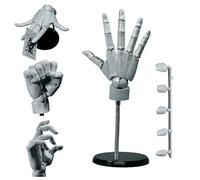 Jorzer Hand Model 1:1 Hand Mold Articulated Mannequin Hand Moveable Joint 16x8in Manikin Hand with Base DIY Pvc Abs Hand Model for Drawing, Painting,Grey
