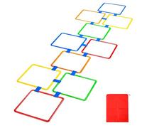Jorzer Hopscotch Rings Game, 10Pcs Square Hopscotch Rings 15 Inch Multi-Colored Obstacle Course Fun Play Kids Outdoor Play Equipment Toys Games