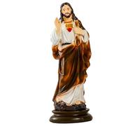 Jorzer Jesus Statue Resin Jesus Figurines Sacred Heart Religious Catholic Figurines Red-White, 8.3 Inch