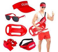 Jorzer Lifeguard Accessories Role Play Pretend Play Lifeguard Gear Includes Hat, Sunglasses, Whistle, Fanny Pack & Float Costume for Halloween, Dress Up Summer Sport 5Pcs/Set