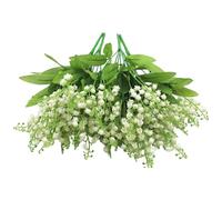 Jorzer Lily of the Valley Artificial Flowers 4Pcs Lifelike White Lily of the Valley with 7 Branches, 7 Leaves and 21 Heads Long Lasting Plastic Fake Flowers for Wedding, Arrangement