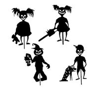 Jorzer Little Devil Silhouette Halloween Little Devil Silhouette Scare Children Metal Garden Statue Decorations 4PCS
