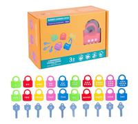 Jorzer Lock and Key Toy Numbers Matching Montessori Toys Learning Graphic Pairing Cognition Digital Unlock Toy for Toddlers 10Pcs/Set Toys and Games