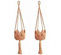 Jorzer Macrame Plant Hangers Indoor 2 Pack Plant Hanger Indoor Hanging Holder Boho Crochet Hanging Holder for Pots up to 8 Inch Brown Cotton Rope Basket