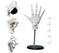 Jorzer Mannequin Hand Hand Model 1:1 Articulated Mannequin Hand Moveable Joint 16x8in Manikin Hand with Base DIY PVC ABS Hand Model for Drawing, Painting, White