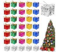 Jorzer Mini Christmas Decorations 36PCS Mini Christmas Tree Ornaments 1" Hanging Gifting Box Tree Decorations for Holiday Party Assorted Color