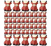 Jorzer Mini Highland Cow 50PCS Realistic Miniature Sitting Highland Cow Figurines 0.8x0.6 Decorative Mini Resin Animals for Dollhouse, Micro Landscape Figurines