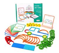 Jorzer Montessori Smart Sticks Progressive Wooden Montessori Brain Blocks Colorful Fine Motor Skills & Shape Recognition Sticks and Rings Puzzle Game for Boys Girls 3+ Toys Games.