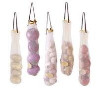 Jorzer Onion Bag Garlic Storage 5PCS Hanging Mesh Onion Storage Bags Long Reusable Mesh Produce Bags Garlic Keeper Potatoes Storage Container for Fruit Bag