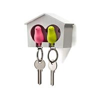 Jorzer Pendant Keyring Bird Whistle Key Ring Mini Gift Key Holder Hook Keyring Set Holder Green Bird Wood House Sparrow Bird Key Ring Style