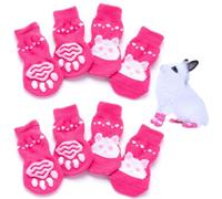 Jorzer Pet Socks, Non Slip Secure Bunny Socks with Grip Rabbit Stuff 8Pcs Soft Warm Cute Sock for Indoor Hardwood Floor, Medium