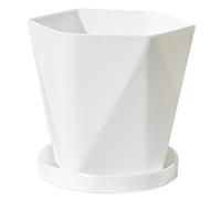 Jorzer Plastic Pots For Plants with Multiple Drainage Holes and Trays, Plant Pots, 5 inches Flower Pots Geometric Flower Pots for Orchid Succulent Cactus,White