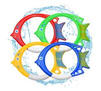 Jorzer Pool Diving Toys Underwater Diving Ring Swimming Pool Sinking Toy for Game Swim Training 4PCS Fish Shape Large Toys Swimming Ring Kids Rings