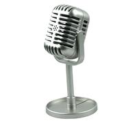 Jorzer Prop Microphone with Stand Classic Retro Microphone Plastic Vintage Stage Table Decoration for Filming Dance Shows Practice Using, Silver TOYS AND GAMES.