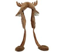 Jorzer Reindeer Hat, Cute Deer Ears Fuzzy Hat with Scarf, Soft & Warm Animal, Plush Party Animal Hats Funny Deer Costume for Women & Kids, Cosplay Accessories for Party Christmas
