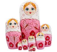 Jorzer Russian Nesting Dolls Set Wooden Matryoshka Doll Set with Charming Printing Effortless Disassembly & Assembly Nesting Dolls for Collection Decoration Game Toys.