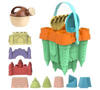 Jorzer Sand Castle Building Kit, 14PCS/Set Plastic Beach Toys with Sand Castle Molds Shovel, Portable Sandbox Toys for Kids And Games.
