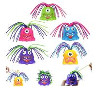Jorzer Screaming Monster Toys 5PCS Hair Pulling Stress Relief 6 Sounds Light Scream Toys for Adults Kids Cute Cartoon Funny Scream Toy Fidget Monster Random Color.