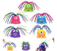 Jorzer Screaming Monster Toys 5PCS Hair Pulling Stress Relief 6 Sounds Light Scream Toys for Adults Kids Cute Cartoon Funny Scream Toy Fidget Monster Random Color