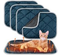 Jorzer Self Heating Cat Pad 16x20 inch Soft Cozy Non Slip Self Warming Cat Mat 4PCS Washable Pet Mat for Indoor Outdoor Blue Heating Pad Warming