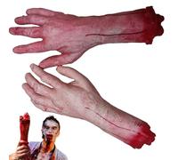 Jorzer Severed Hand, 1 Pair Bloody Chopped Off Fake Hand Realistic Scary Halloween Hands DIY Decorative Severed Body Parts for Haunted House, Prank, Party