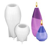 Jorzer Silicone Candle Molds Striped Tapered Silicone Mold DIY Craft 3D Geometric Pear Bottle Shape Moulds Soap Cake Mold for Aromatherapy 2PCS