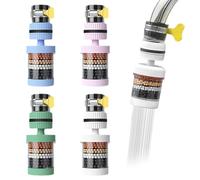 Jorzer Sink Water Filter 4PCS 6 Layer Faucet Water Filter Universal Tap Water Filter Splash-Proof 360° Rotatable Kitchen Bathroom Water Filter for Faucet