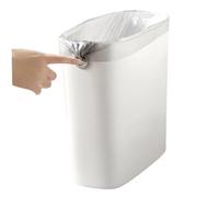 Jorzer Slim Trash Can, Open Top Plastic Narrow Trash Can, 11.1x10.6x5.1 inch Small Waste Basket with Round Hole, Non Slip Small Bin
