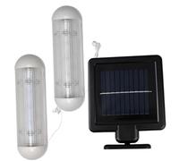 Jorzer Solar Shed Light with Pull String, Solar Lamp LED Double-Lamp Solar Panels for Sheds, Wall Mounted Solar Lights Indoor for Garden Corridor Greenhouse