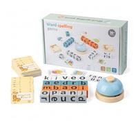 Jorzer Spelling Games, Fun Alphabet Blocks Learning Toy with 64 Word Cards & Bell Interactive Literacy Games for Preschool Children Toys and