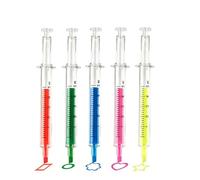 Jorzer Syringe Gel Ink Pen 5Pcs Highlighter Syringe Pens Multi Neon Colors Liquid Injection Ballpoint Pen Smooth Gel Ball Pens for Students Children