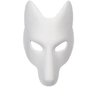 Jorzer Therian Mask Halloween Fox Mask Leather Costume DIY Blank Japanese Kabuki Kitsune Halloween Masks for Masquerade Costume Prop