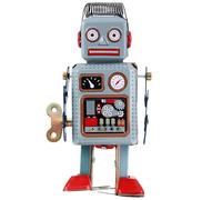 Jorzer tin toy robot Tin Toy Robot Clockwork Wind Up Robot Funny Vintage Mechanical Toys with Key Blue