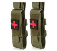 Jorzer Tourniquet Pouch, Waterproof Tourniquet Holder, 2Pcs Multi-Use Empty Compact Pouch for Camping Hiking Home Travel, Green.