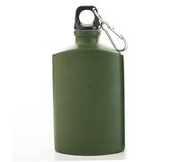 Jorzer Water Canteen, 500ml 4x6 Canteen Water Bottle, Aluminium Alloy Army Green, Portable Leakproof Flat Bottle with Clip for Outdoor, Hiking, Camping Outside