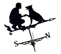 Jorzer Weathervane Man Dog Weather Vane Decorative Garden Yard Wind Direction Indicator Farmhouse Weather Vane