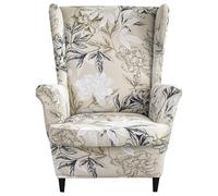 Jorzer Wingback Chair Slipcover Floral Stretch Wing Back Chair Covers with Arms Washable Armchair Slipcover with Elastic Bottom for Living Room Bedroom