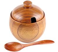 Jorzer Wooden Salt Box with Lid, 150ml Salt Cellar with Lid and Spoon, Easy Clean Salt Containers for Countertop, Salt Holder for Salt Pepper Sugar or Seasonings