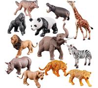 Jorzer Zoo Animals, Cute Safe Animals Figures 12Pcs Plastic Realistic Educational Toy for Kids, Cake Toppers Christmas Birthday Party Favors