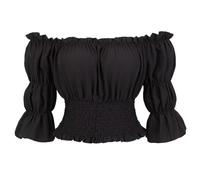 Josamogre Black Women's Blouses & Shirts Off The Shoulder Medieval Renaissance Top Pirate Gothic Short Sleeve Summer Plus Size Ladies L
