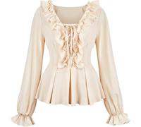 Josamogre Blouses for Women Renaissance Shirts Medieval Long Sleeve Gothic Plus Size Tops Medieval UK Pirate