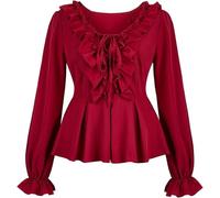 Josamogre Blouses for Women Renaissance Shirts Medieval Long Sleeve Gothic Plus Size Tops Medieval UK Pirate