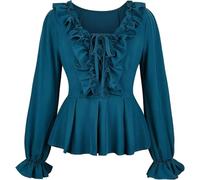 Josamogre Blouses for Women Renaissance Shirts Medieval Long Sleeve Gothic Plus Size Tops Medieval UK Pirate