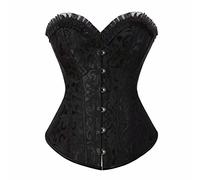 Josamogre Corset Top Bustier Steel Boned Women's Plus Size Burlesque Costume Halloween Victorian Flower White Black 5XL