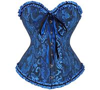Josamogre Corset Top for Women Plus Size Corset Overbust Bustier Burlesque Outfit Black Blue 2XL