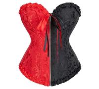 Josamogre Corset Top Zipper Bustier Women's Body Shaper Plus Size Burlesque Outfit Black and Red 2XL