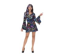 Josamogre Disco Fancy Dress Outfit Set Hippie Clothes Costumes 1970s 80s 90s Plus Size Halloween Ladies Festival Adults Black M